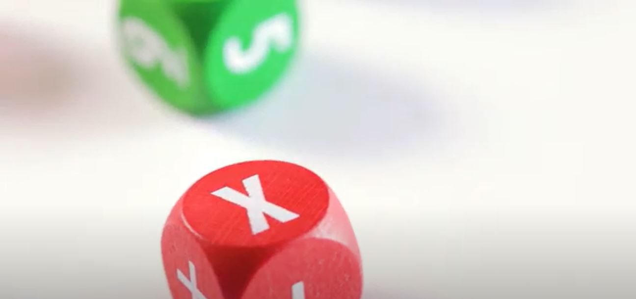 Colored dice with numbers stock footage